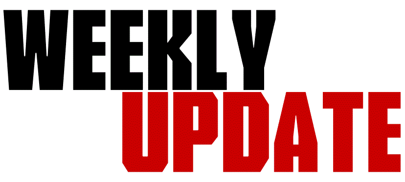 Weekly Update in Black and Red lettering